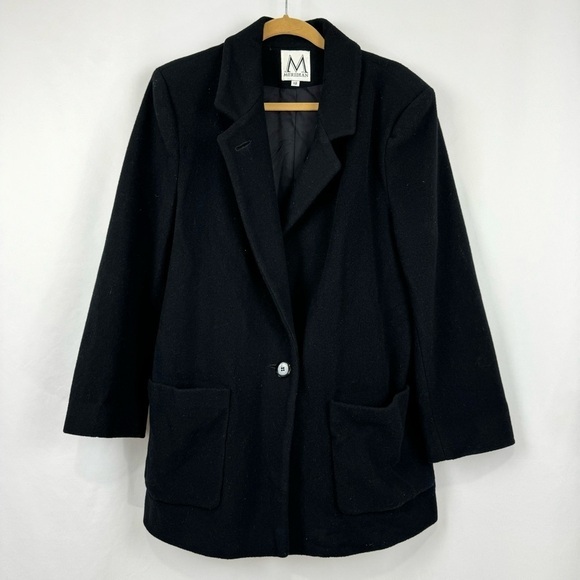 VINTAGE MERIDIAN Women’s Sz 12 Black Button Closure Classic Wool Pea Coat Jacket - Picture 1 of 12